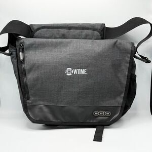 Ogio Charcoal Grey Canvas Sly Black Messenger Bag New Embroidered